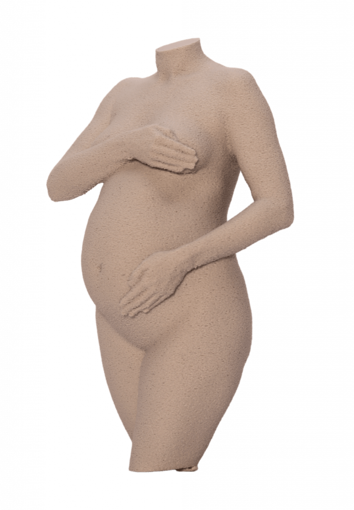 Opera artistica che cattura la forma del corpo in gravidanza.